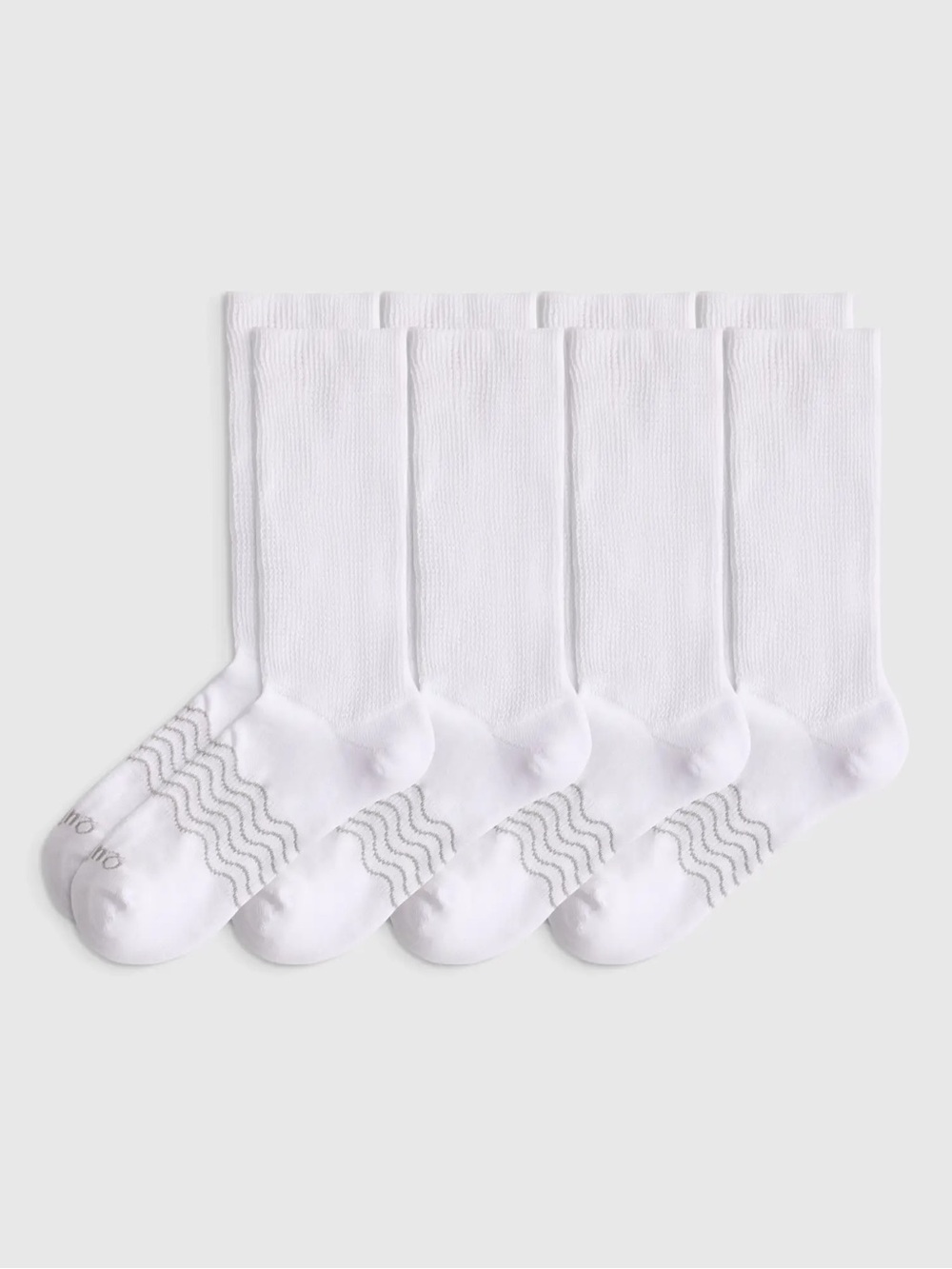 New QUINCE 4 Pack Everyday Cotton Targeted Stretch Crew Socks White 8590
